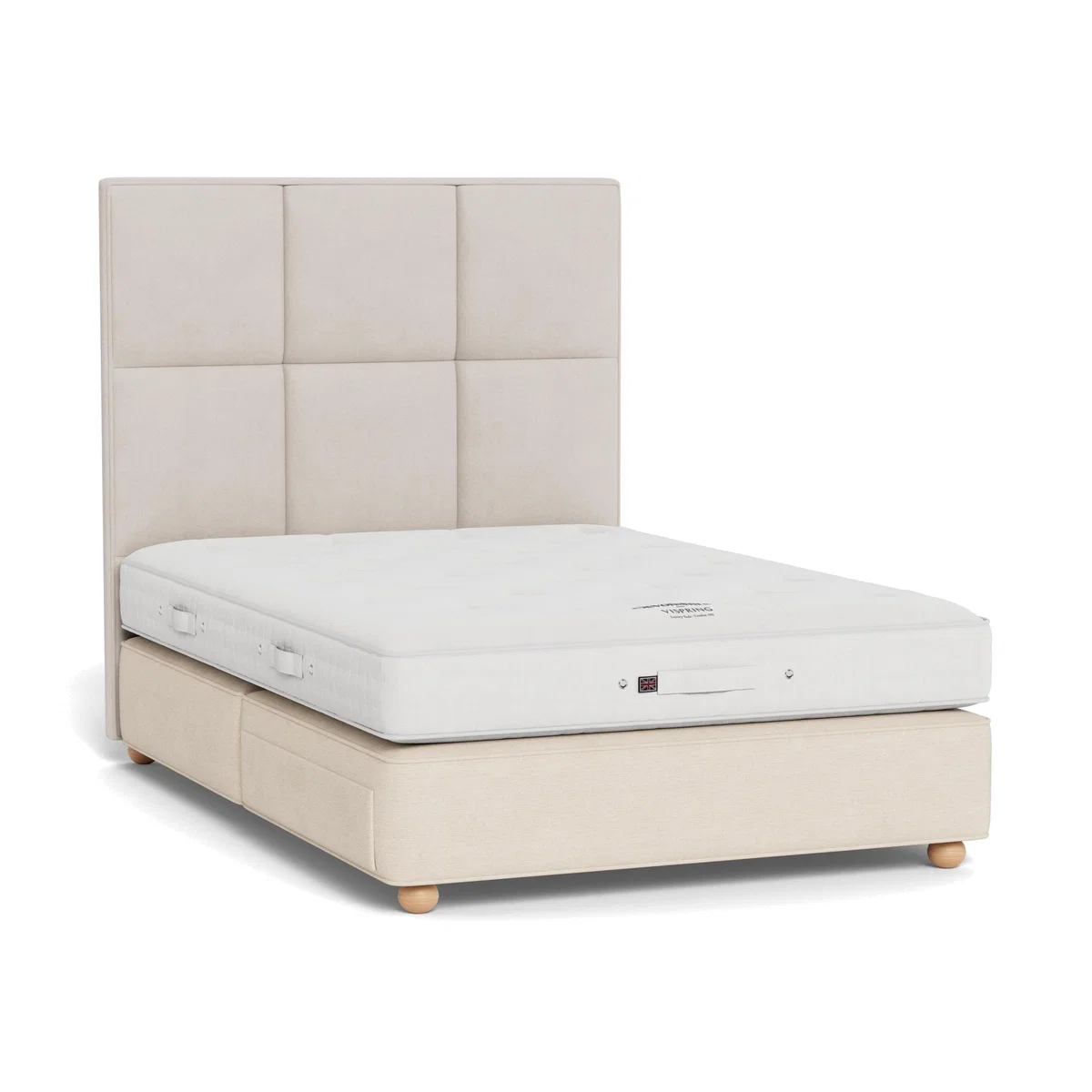 Vispring Devonshire Soft Tension Divan Super King Tk596 Chain Weave Fawn 750 Bun Feet 2 Foot & 2 Headend Drw – image 1