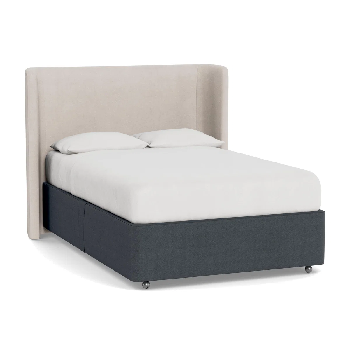 Heal's Deep Divan Super King 2 Footend & 2 Continental Linen Dark Grey - Heal's UK Bedroom Furniture – image 1
