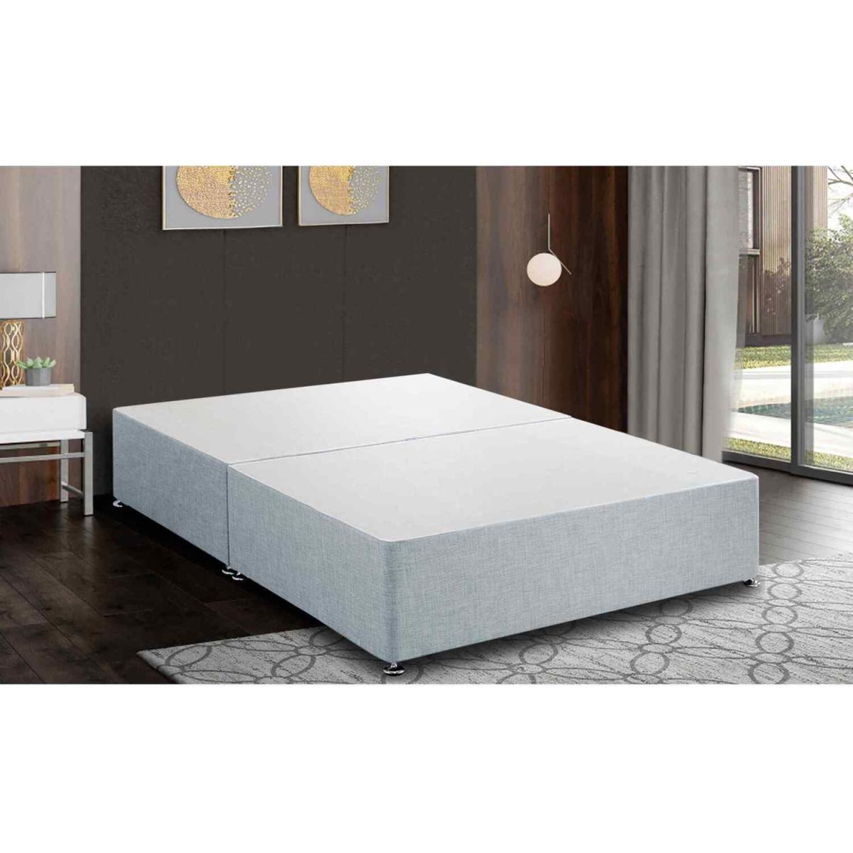 Amara Divan Base Only - Crushed Fabric, 2 Drawers Right Side - Silver / Superking – image 2