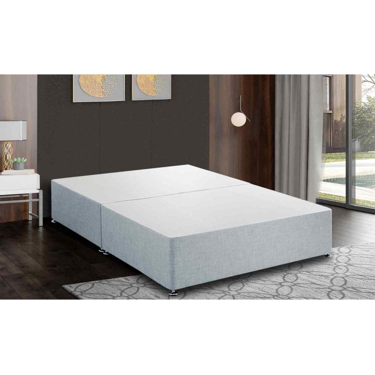 Amara Divan Base Only - Crushed Fabric, 2 Drawers Right Side - Silver / Superking – image 3