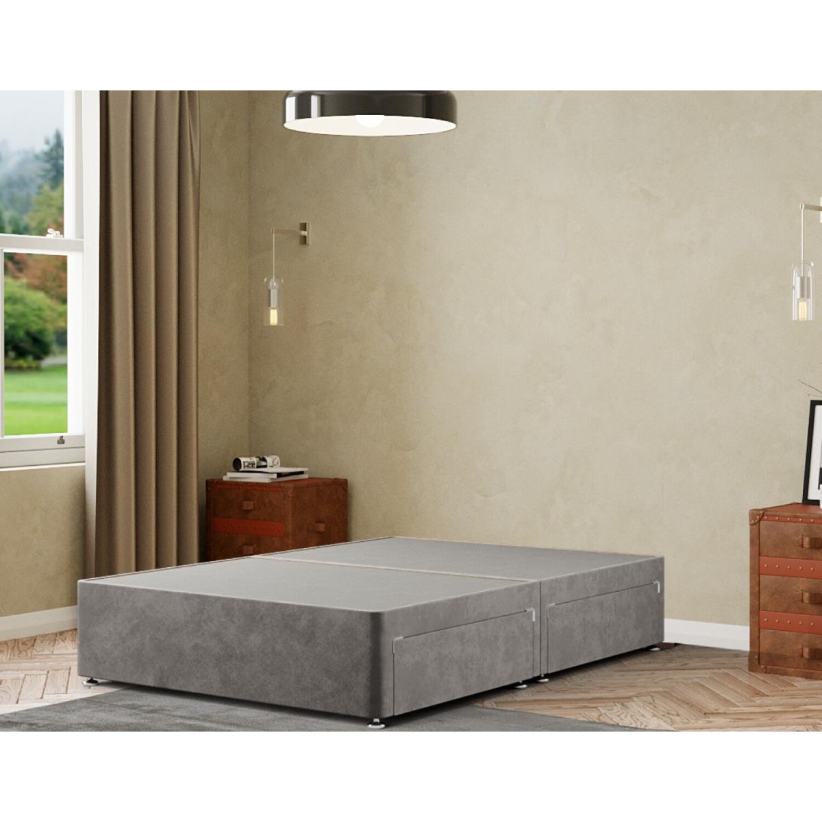Simple Divan Base 2 Drawers Plush - Silver / Superking – image 2