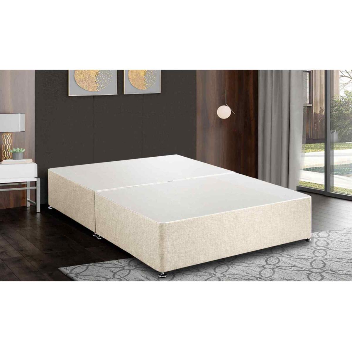 Amara Divan Base Only - Chenille Fabric, 2 Drawers Right Side - Cream / Superking – image 2