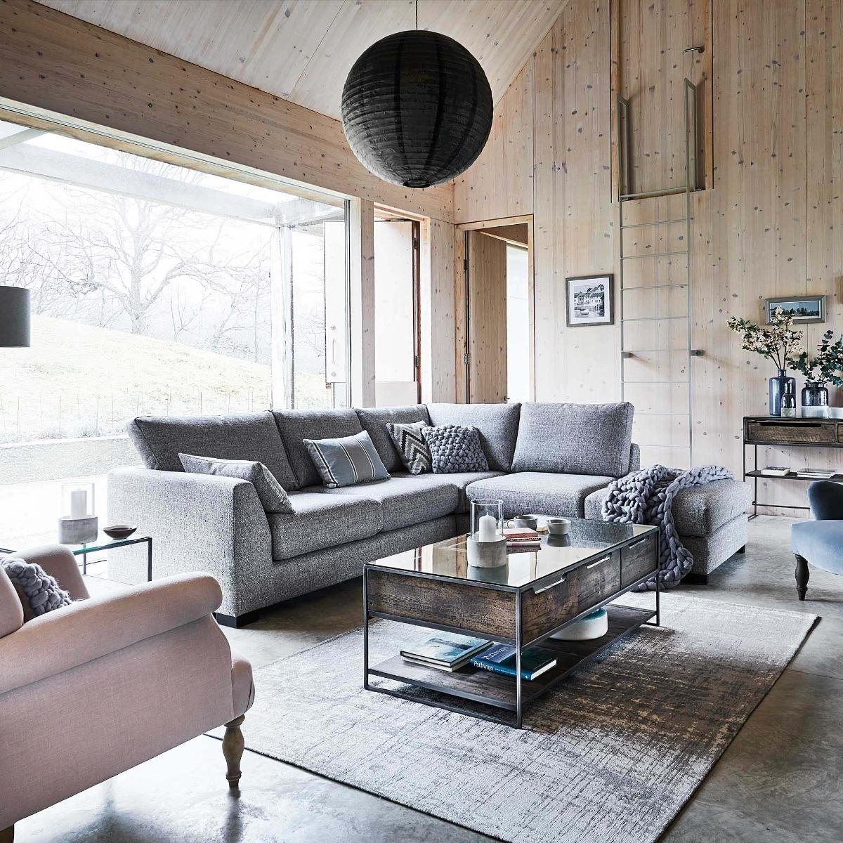 Milford Right Hand Facing Corner Group With Stool, Grey Fabric | Barker & Stonehouse – image 2