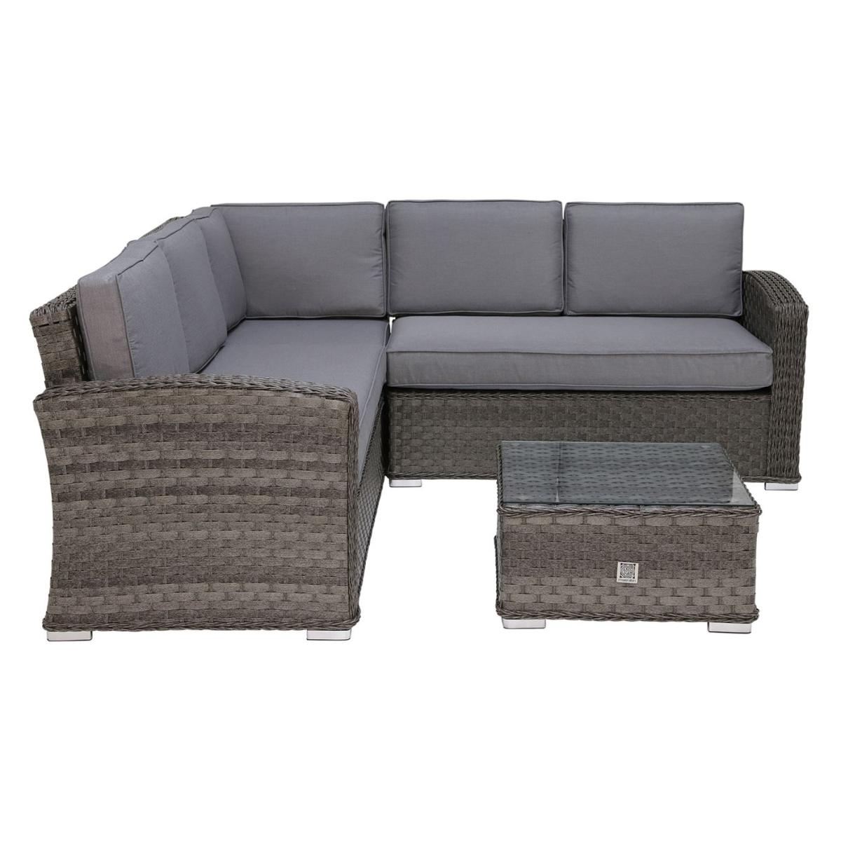 Amberley Small Garden Corner 4 Seater Sofa & Coffee Table, Grey | Barker & Stonehouse – image 3
