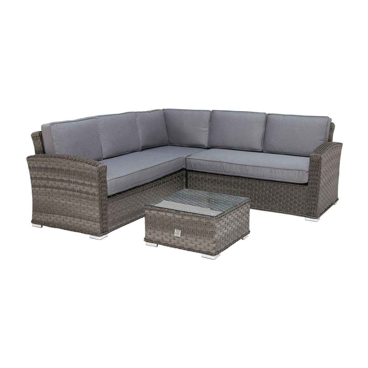 Amberley Small Garden Corner 4 Seater Sofa & Coffee Table, Grey | Barker & Stonehouse – image 1