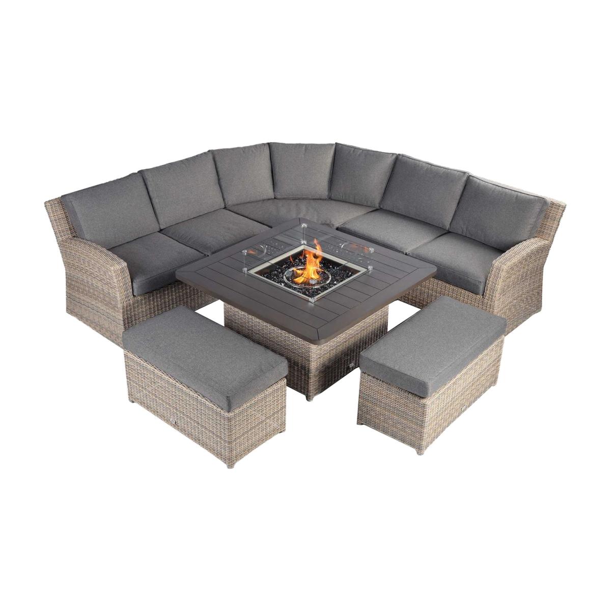 Calvia Garden Curved Corner 9 Seater Sofa Set, Neutral | Barker & Stonehouse – image 1