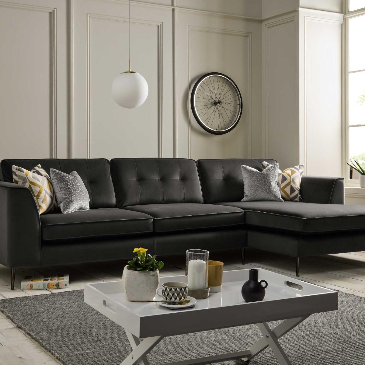 Conza Large Chaise Sofa Right Standard Back, Grey | Barker & Stonehouse – image 2