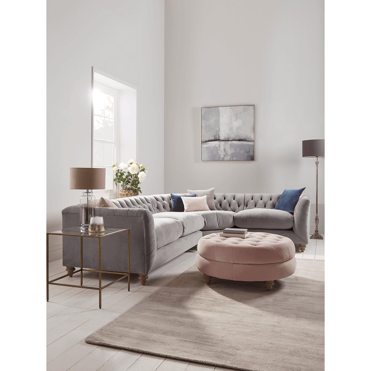 NEW Dora Buttoned Modular Corner Sofa Moss Velvet - Right Hand Facing – image 1