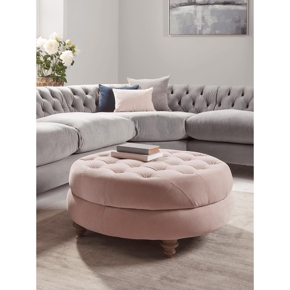 NEW Dora Buttoned Modular Corner Sofa Mid Blue Velvet -Right Hand Facing – image 6