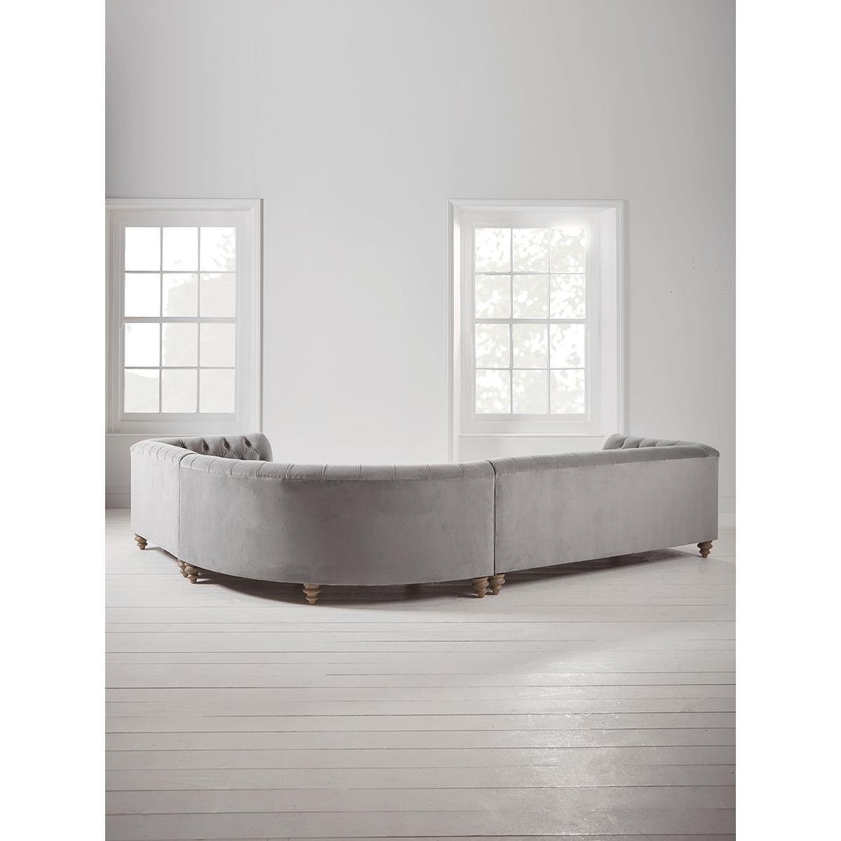 NEW Dora Buttoned Modular Corner Sofa Mid Blue Velvet -Right Hand Facing – image 7