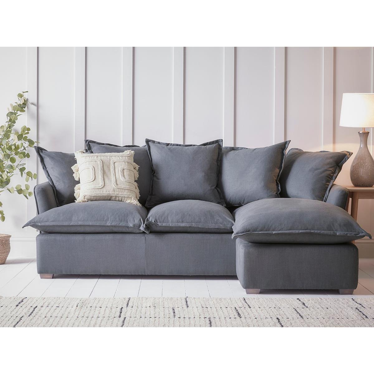 Umea Chaise Left Hand Facing Sofa - Dusky Blue Cotton Stripe – image 2