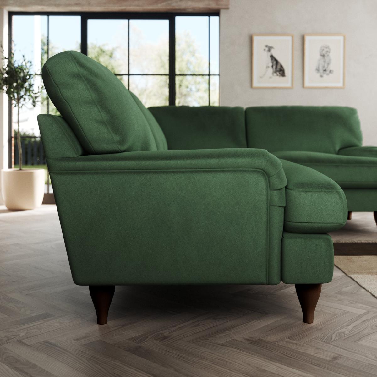 Darwin Corner Sofa Cosy Velvet Bottle Green – image 3