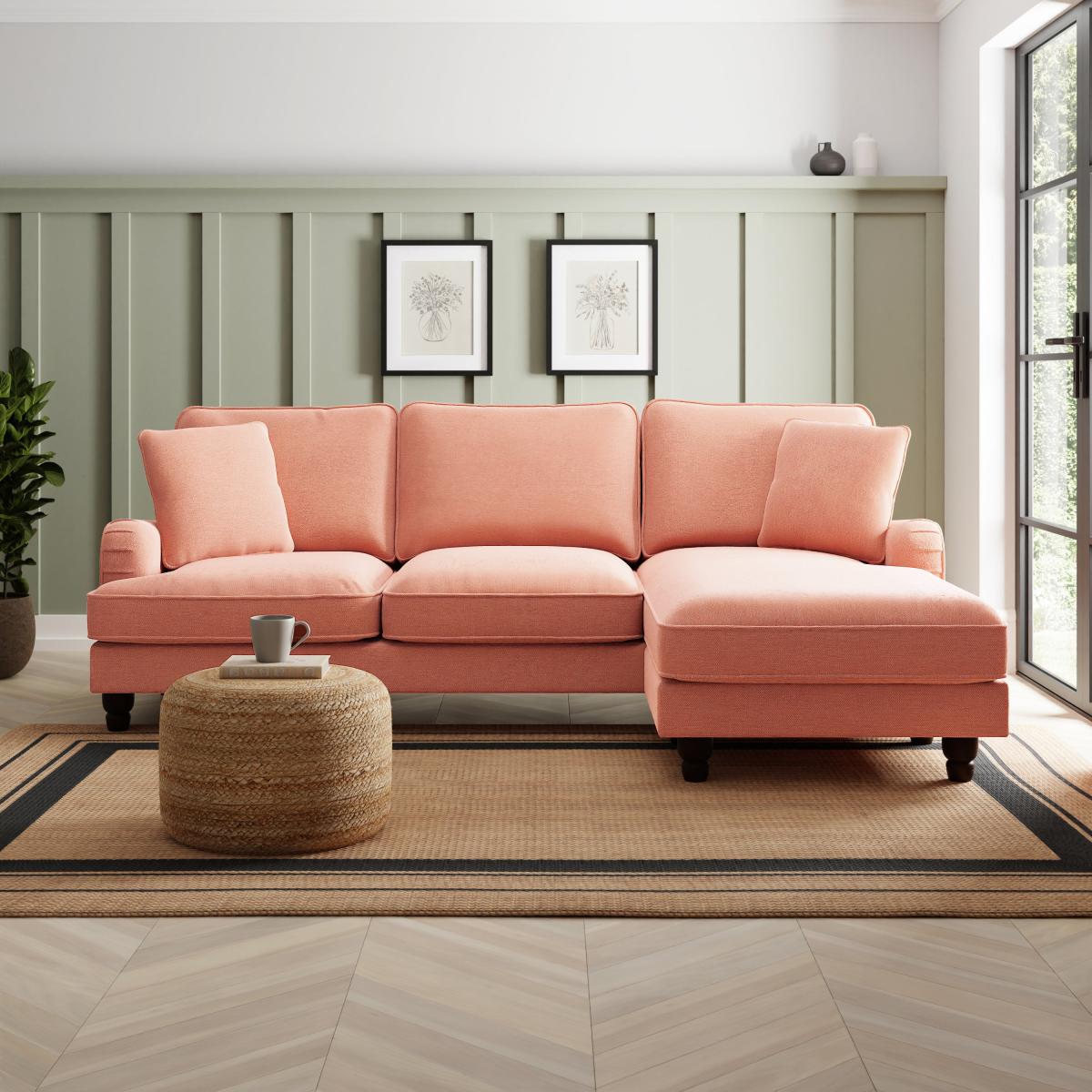 Beatrice Tonal Chenille Corner Chaise Sofa Tonal Chenille Clay – image 2