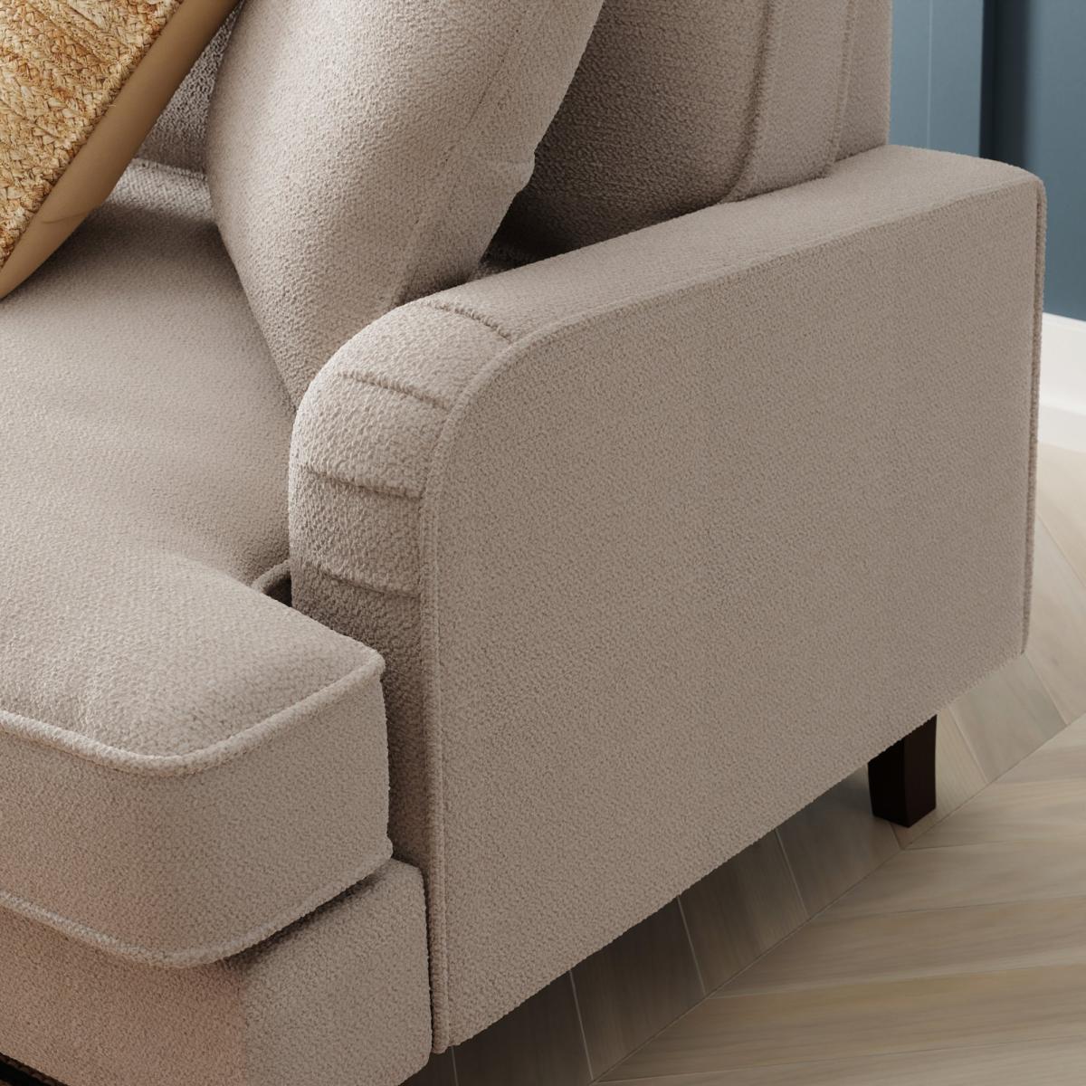 Beatrice Chunky Soft Chenille Corner Chaise Sofa Chunky Soft Chenille Natural – image 6