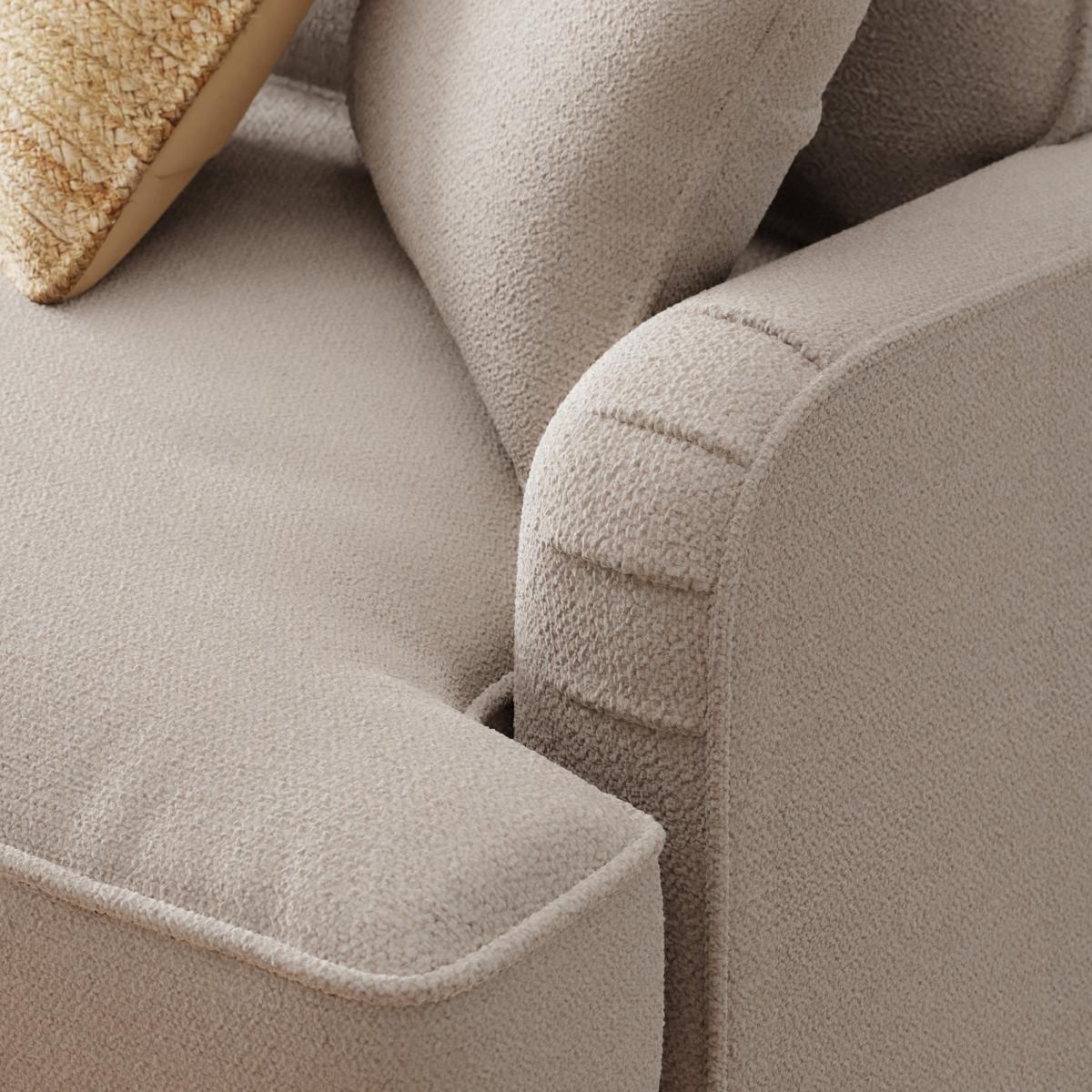 Beatrice Chunky Soft Chenille Corner Chaise Sofa Chunky Soft Chenille Natural – image 7