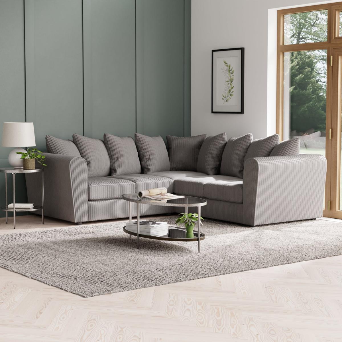 Blake Curved Arm Jumbo Cord Large Corner Sofa Jumbo Cord Grey – image 2