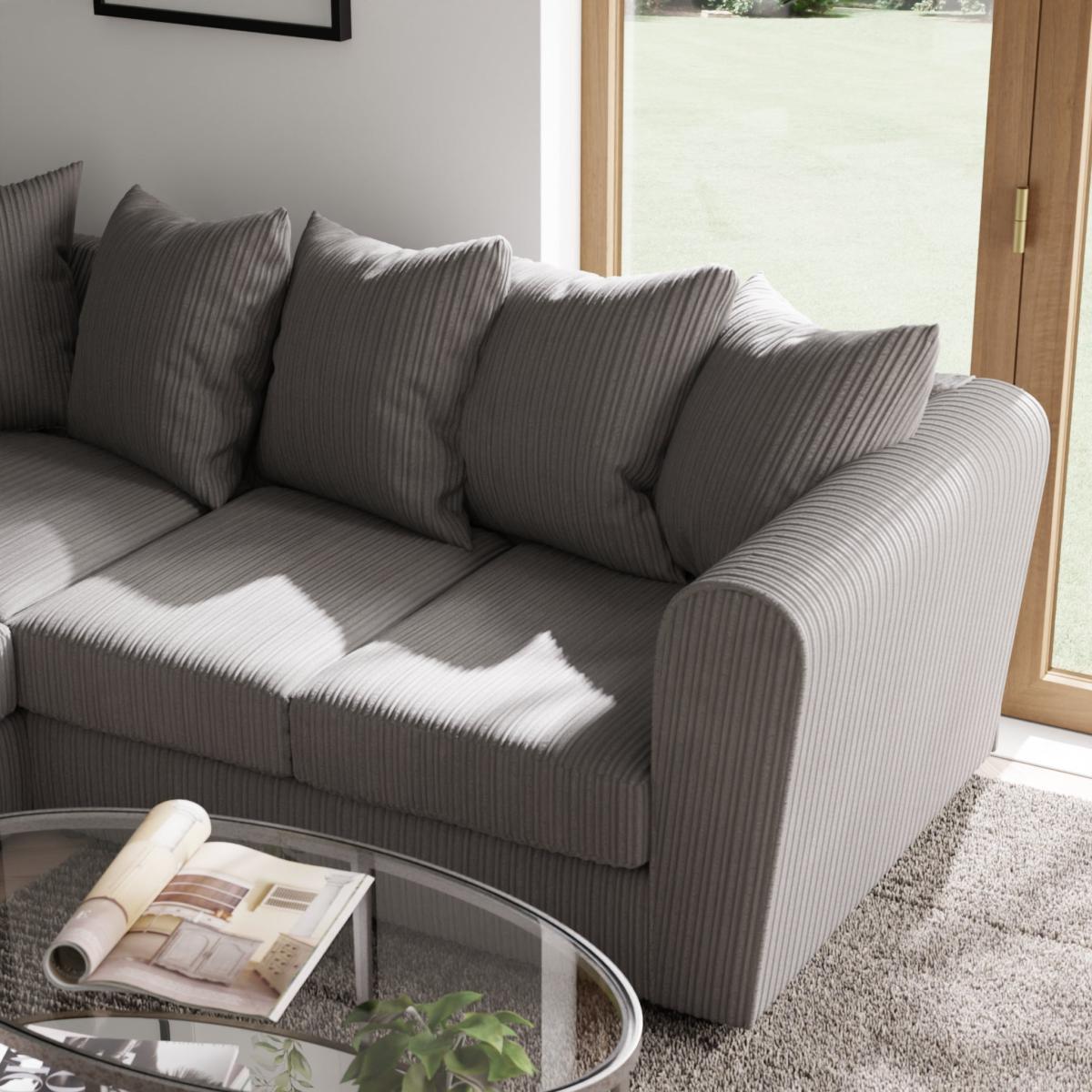 Blake Curved Arm Jumbo Cord Large Corner Sofa Jumbo Cord Grey – image 4