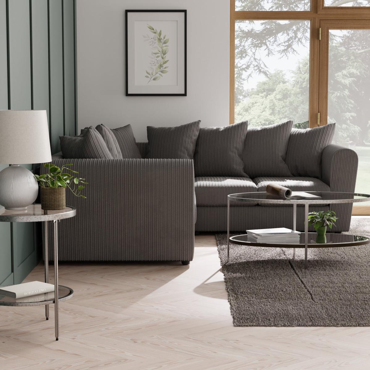 Blake Curved Arm Jumbo Cord Large Corner Sofa Jumbo Cord Grey – image 6