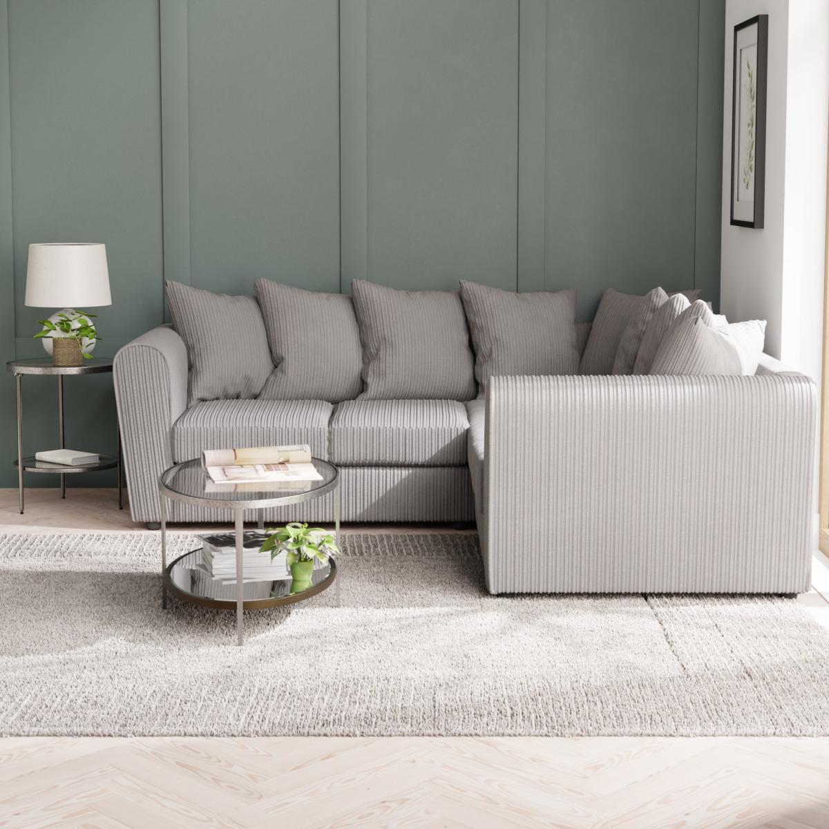 Blake Curved Arm Jumbo Cord Large Corner Sofa Jumbo Cord Grey – image 1