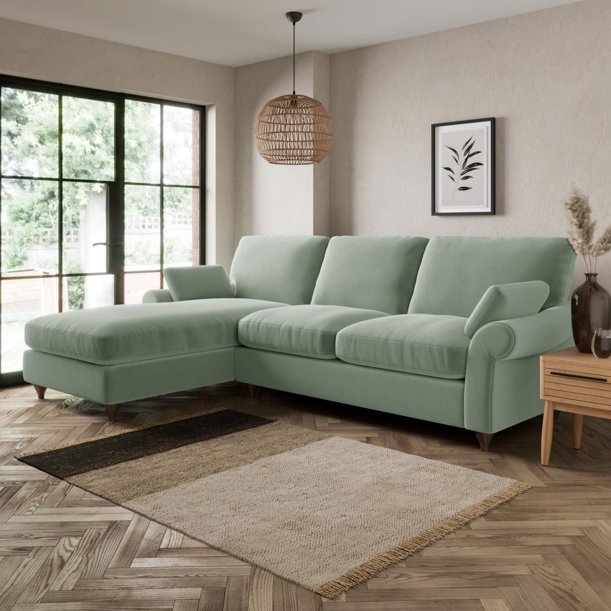Salisbury Luxury Velvet Left Hand Corner Sofa Luxury Velvet Lilypad – image 1