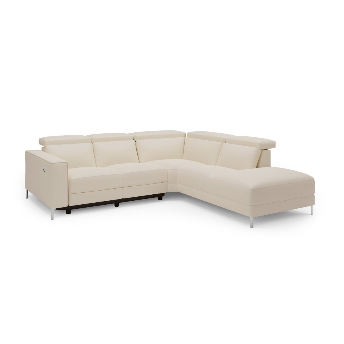 Renzo Iva Faux Leather Electric Recliner Corner Sofa Faux Leather Ivory – image 3