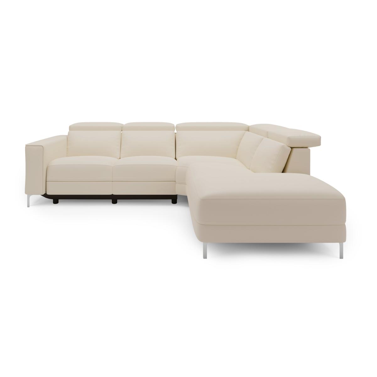 Renzo Iva Faux Leather Electric Recliner Corner Sofa Faux Leather Ivory – image 4