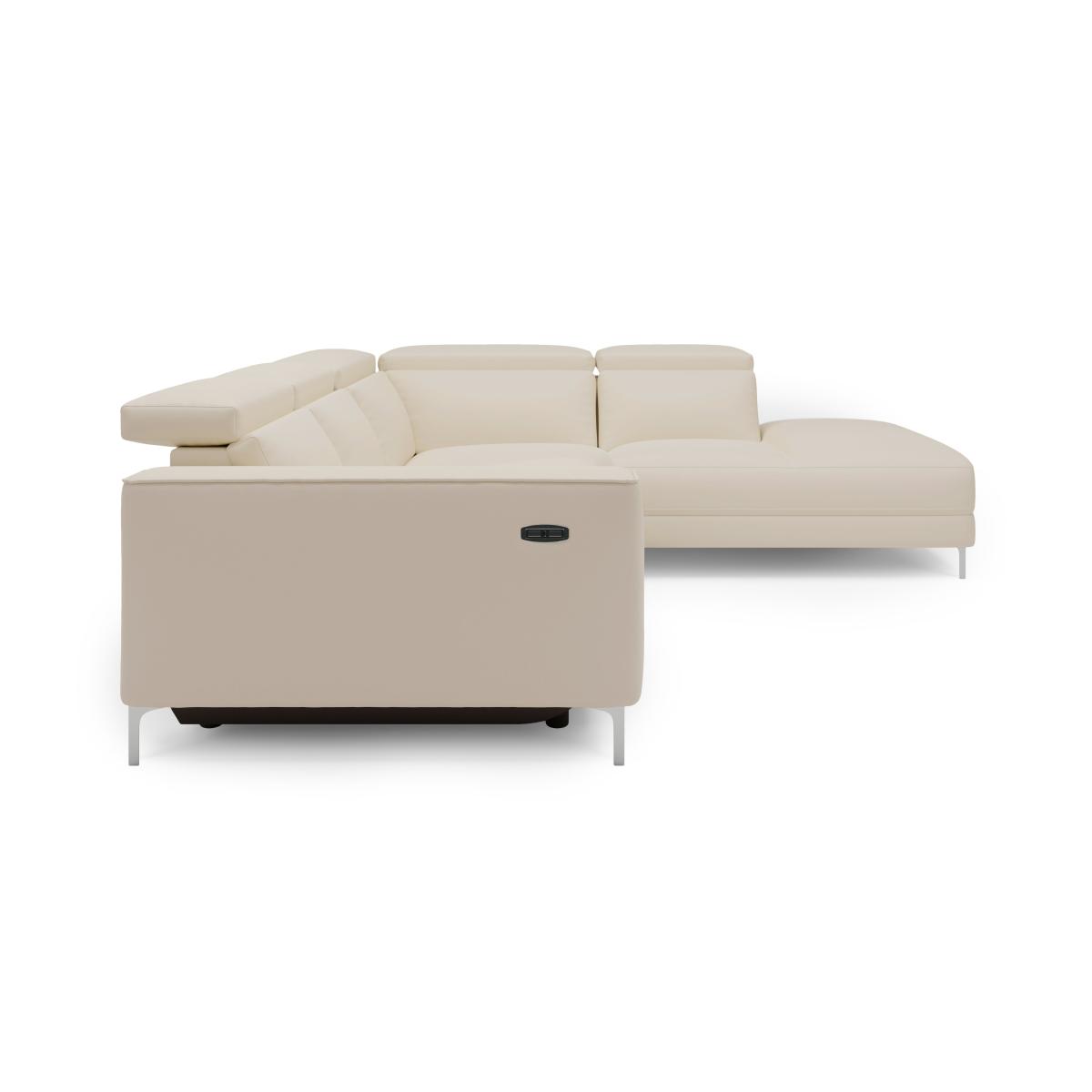 Renzo Iva Faux Leather Electric Recliner Corner Sofa Faux Leather Ivory – image 5