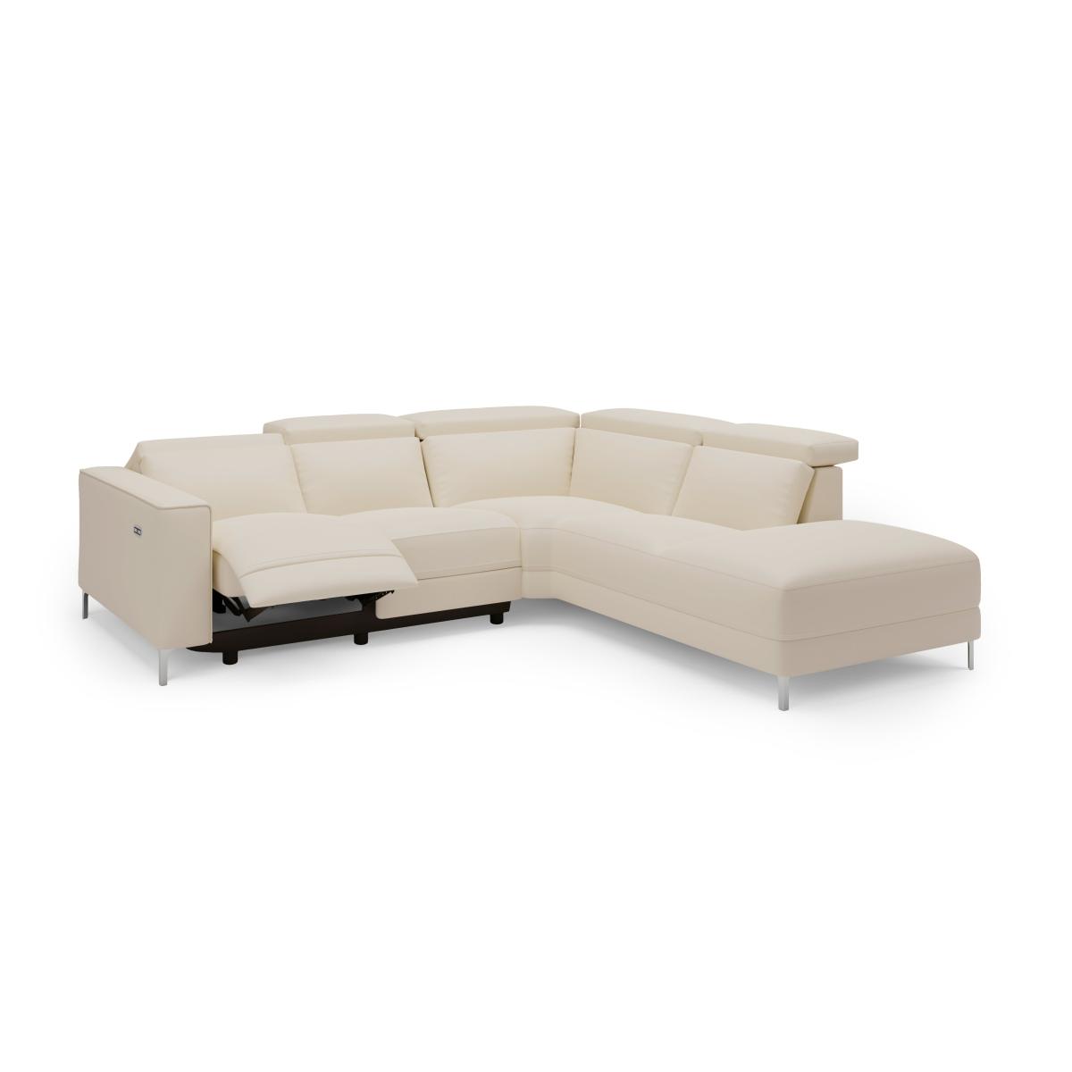 Renzo Iva Faux Leather Electric Recliner Corner Sofa Faux Leather Ivory – image 7