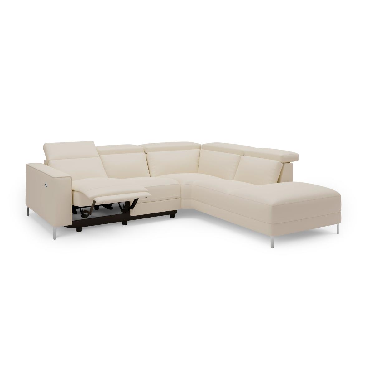 Renzo Iva Faux Leather Electric Recliner Corner Sofa Faux Leather Ivory – image 8