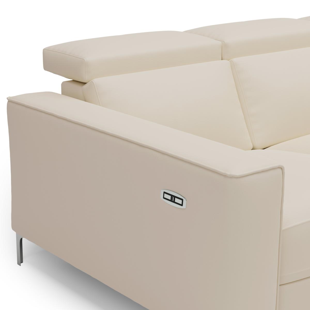 Renzo Iva Faux Leather Electric Recliner Corner Sofa Faux Leather Ivory – image 10