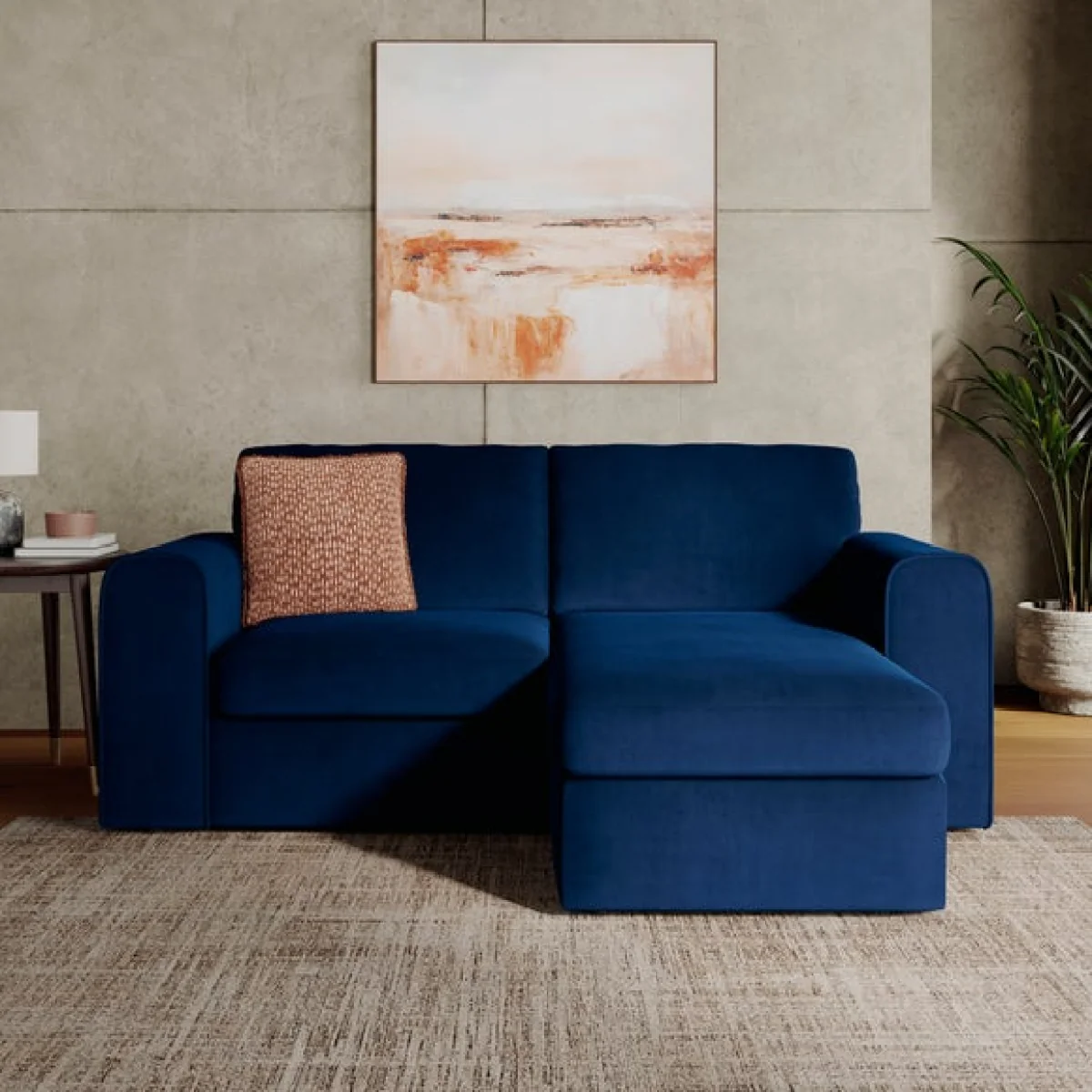 Abel Matte Velvet Reversible Corner Chaise Sofa – image 1