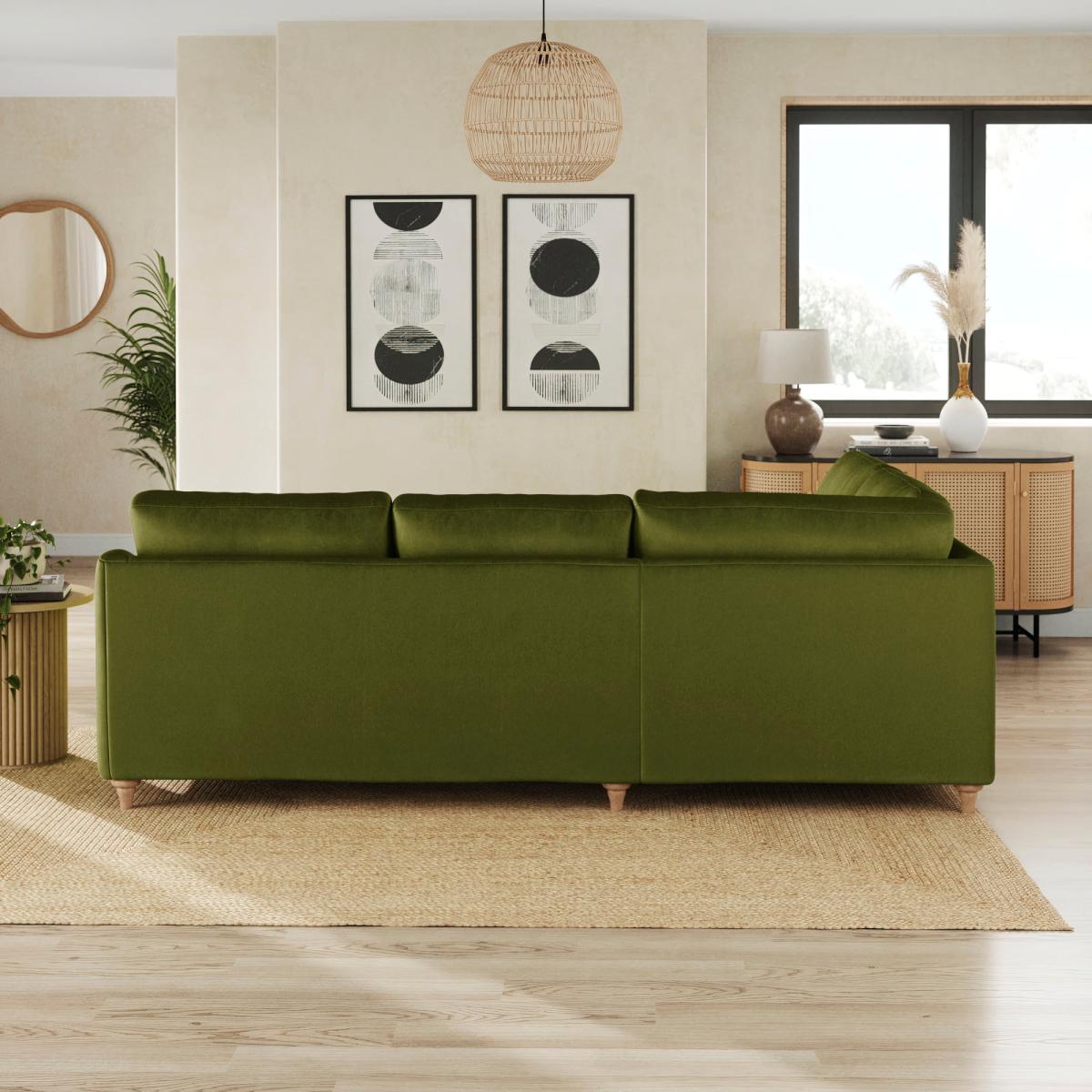 Hattie Matte Plush Velvet Corner Sofa Matte Plush Velvet Olive – image 3