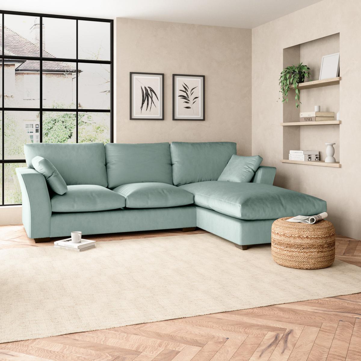 Blakeney Luxury Velvet Corner Chaise Sofa Luxury Velvet Lilypad – image 1