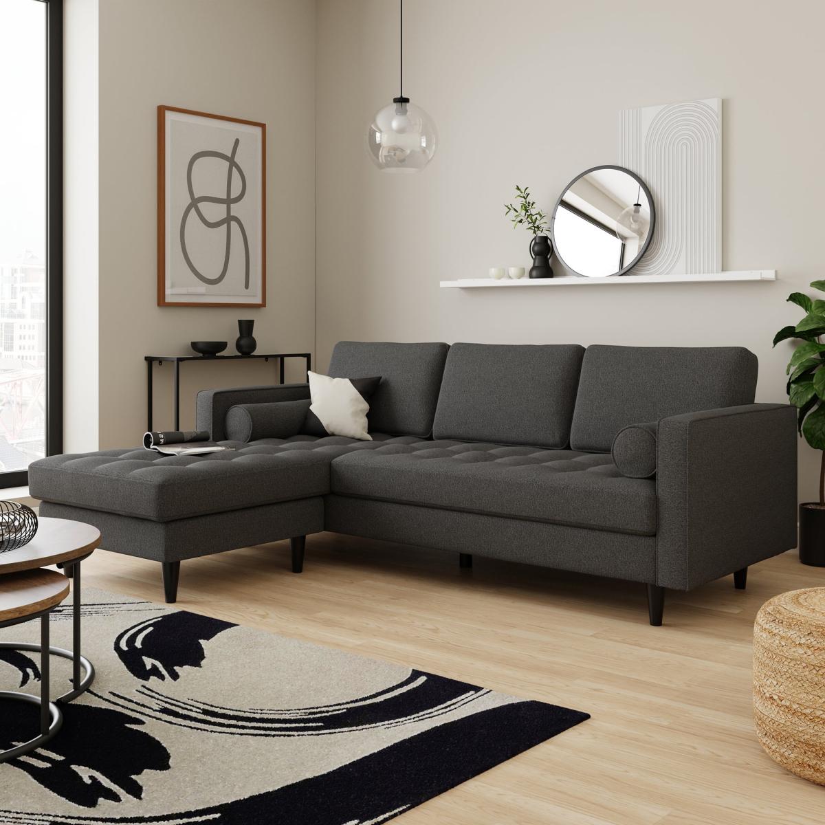 Zoe Luna Left Hand Corner Chaise Charcoal – image 1