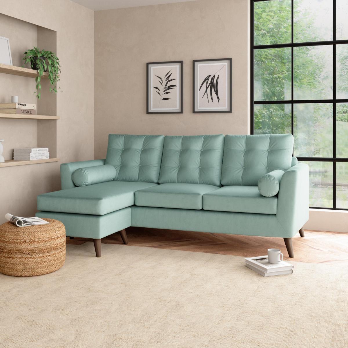 Lewes Luxury Velvet Large Corner Chaise Luxury Velvet Lilypad – image 1