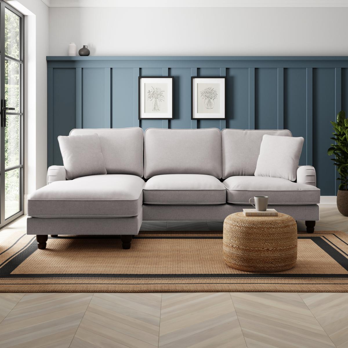Beatrice Flatweave Grey Corner Chaise Sofa Flatweave Grey – image 2