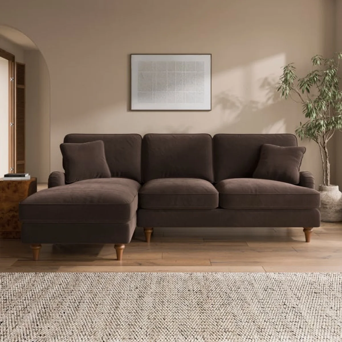 Beatrice II Velvet Corner Chaise Sofa – image 1