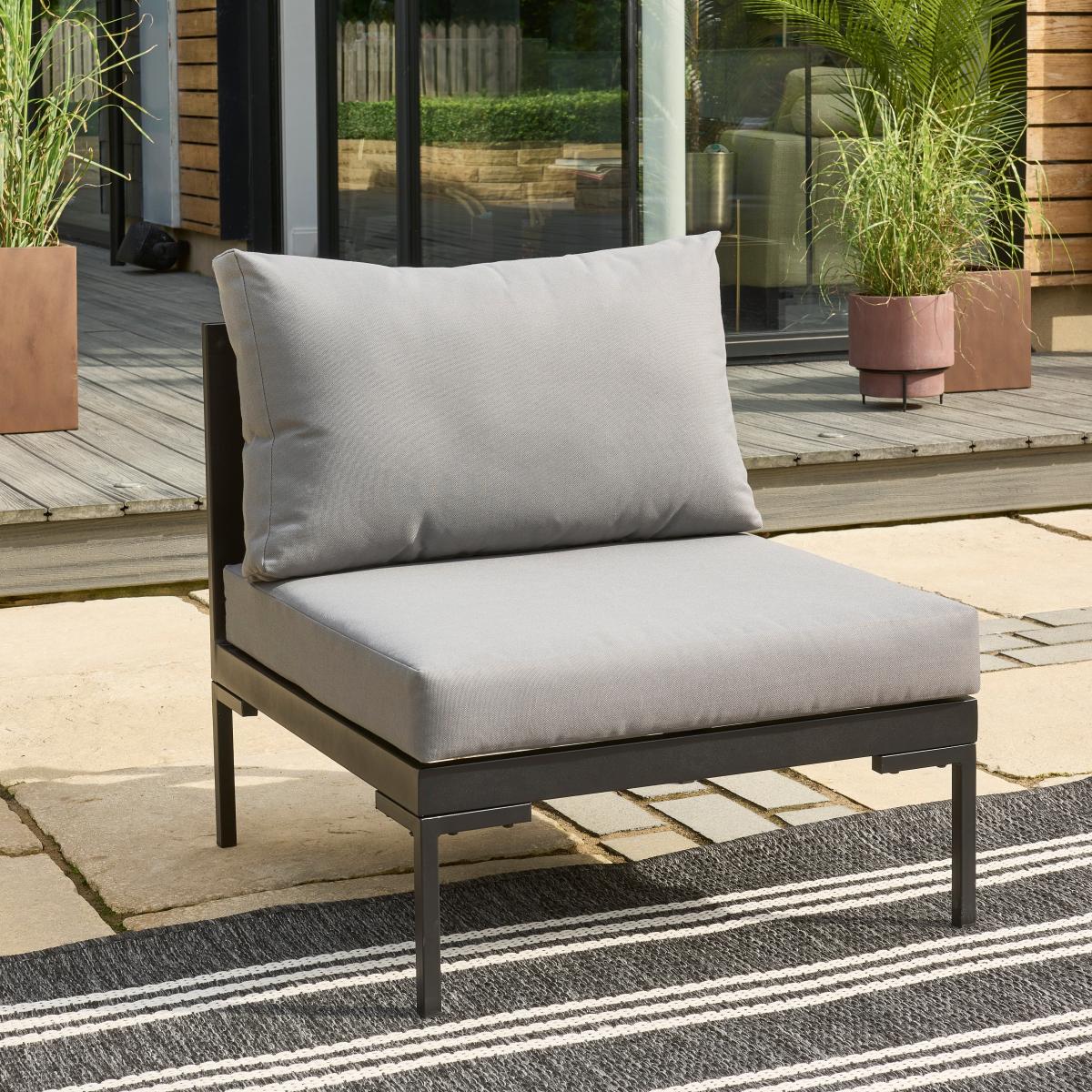 Elements Black Modular 6 Seater Corner Sofa Set with Coffee and Side Tables Black – image 4
