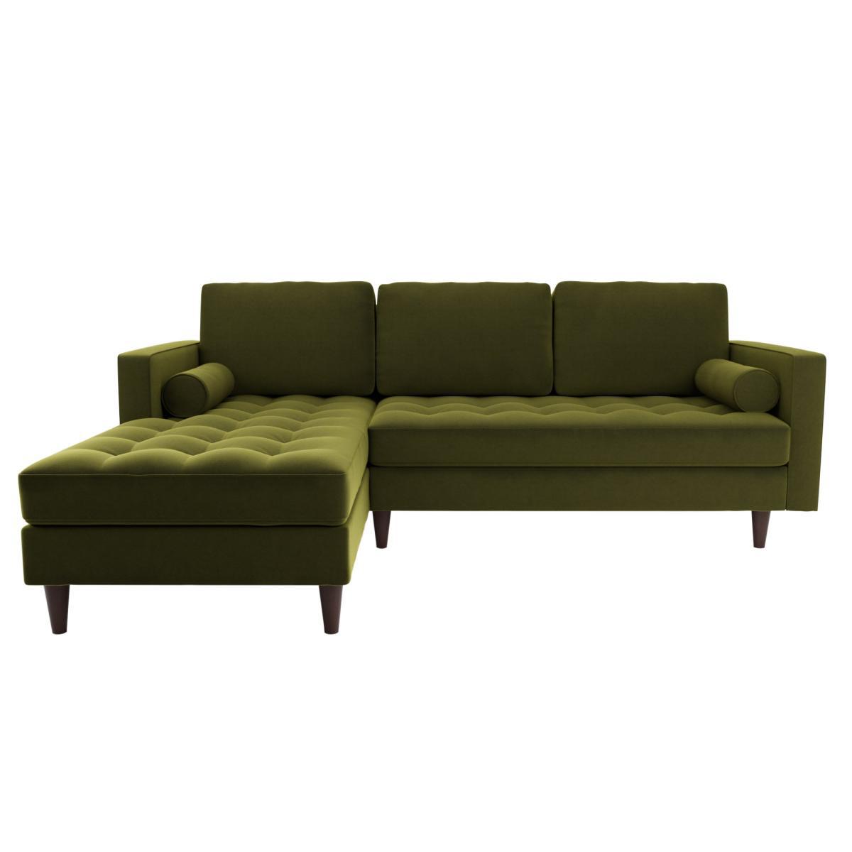 Zoe Velvet Left Hand Corner Sofa Olive (Green) – image 2