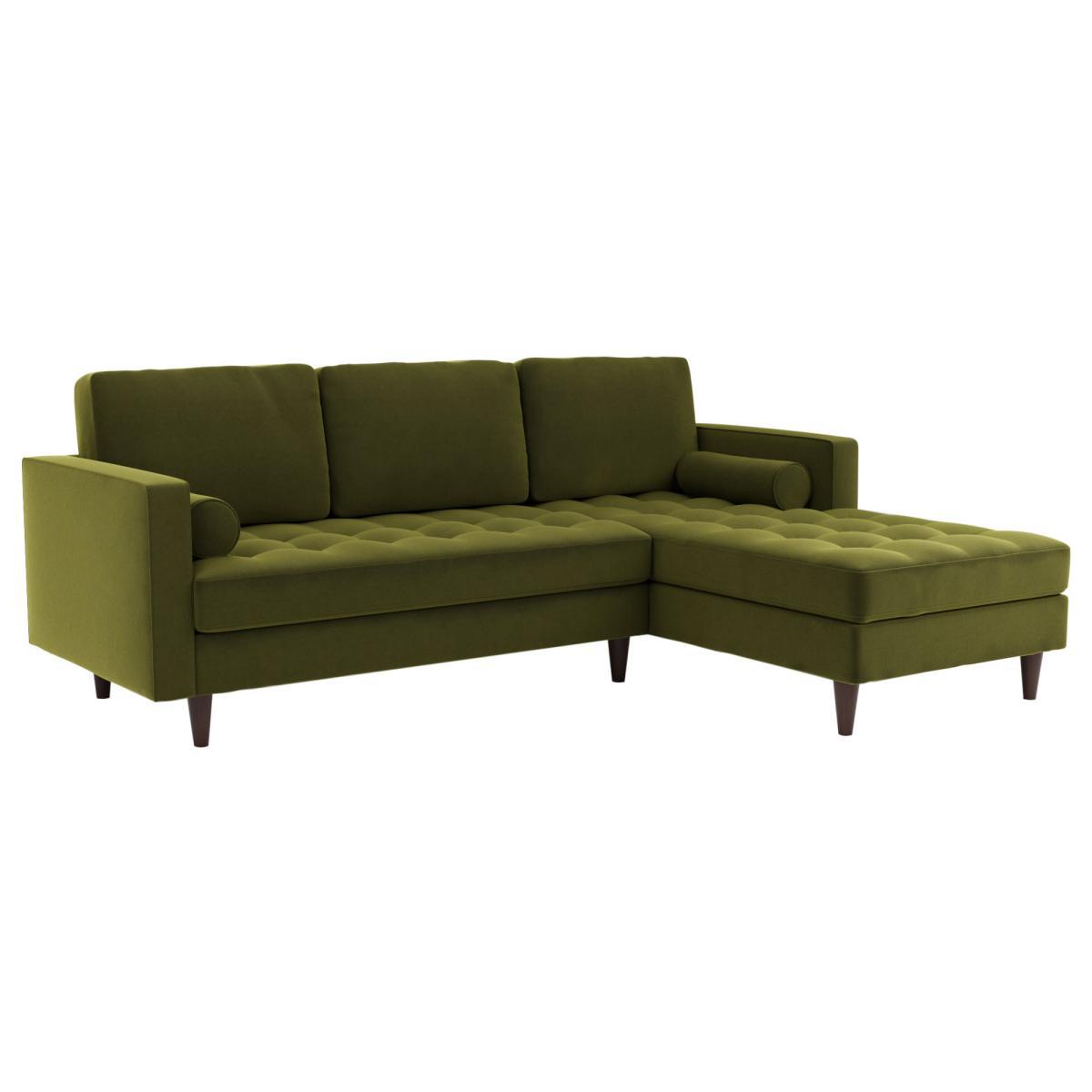 Zoe Velvet Left Hand Corner Sofa Olive (Green) – image 3