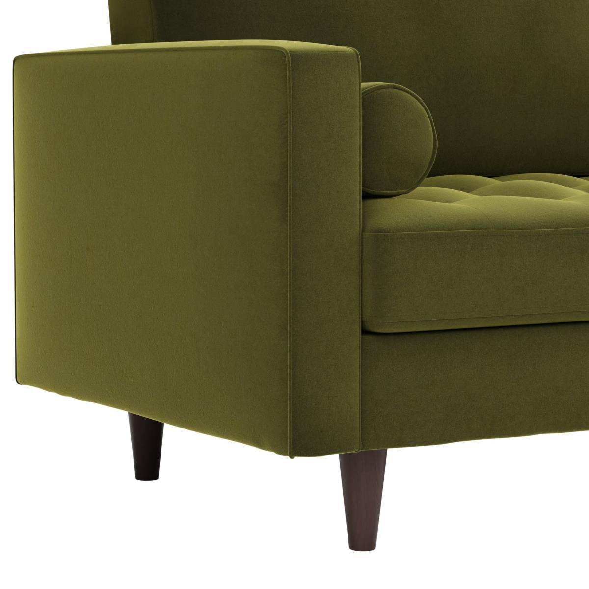 Zoe Velvet Left Hand Corner Sofa Olive (Green) – image 6