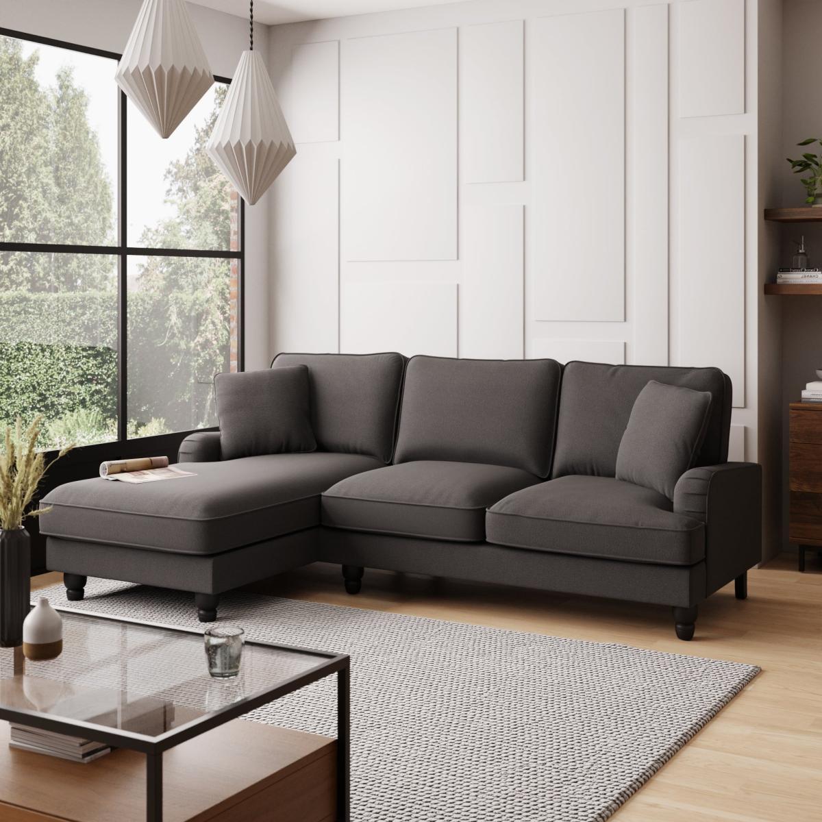 Beatrice Luna Fabric Left Hand Corner Sofa Charcoal – image 1