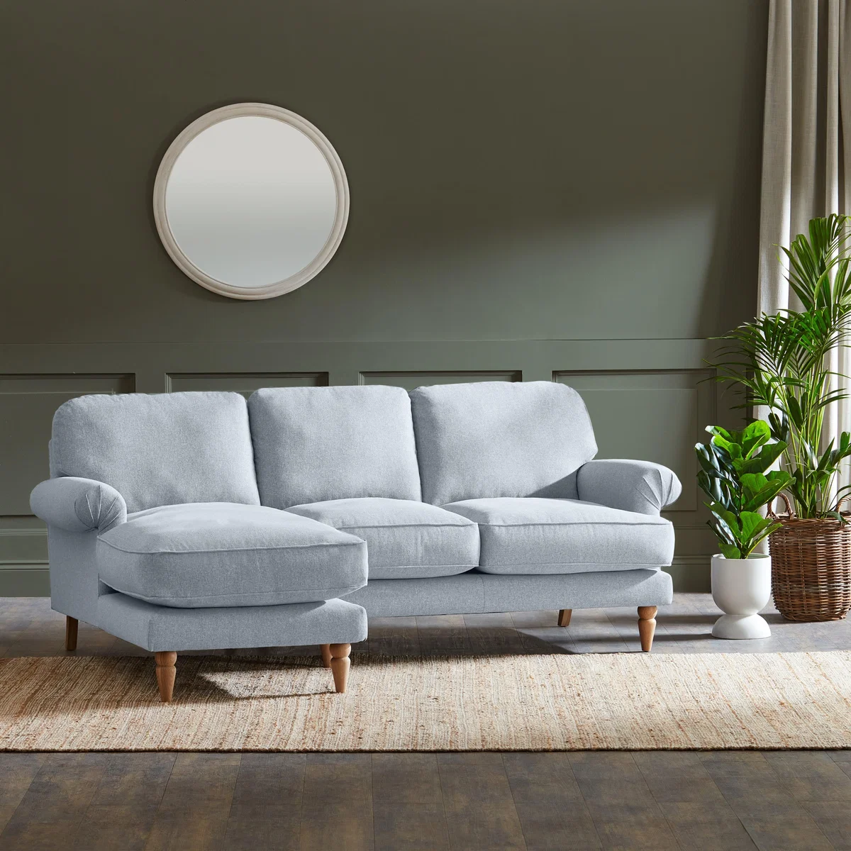Jolene Soft Texture Corner Chaise Sofa Soft Texture Soft Blue – image 2