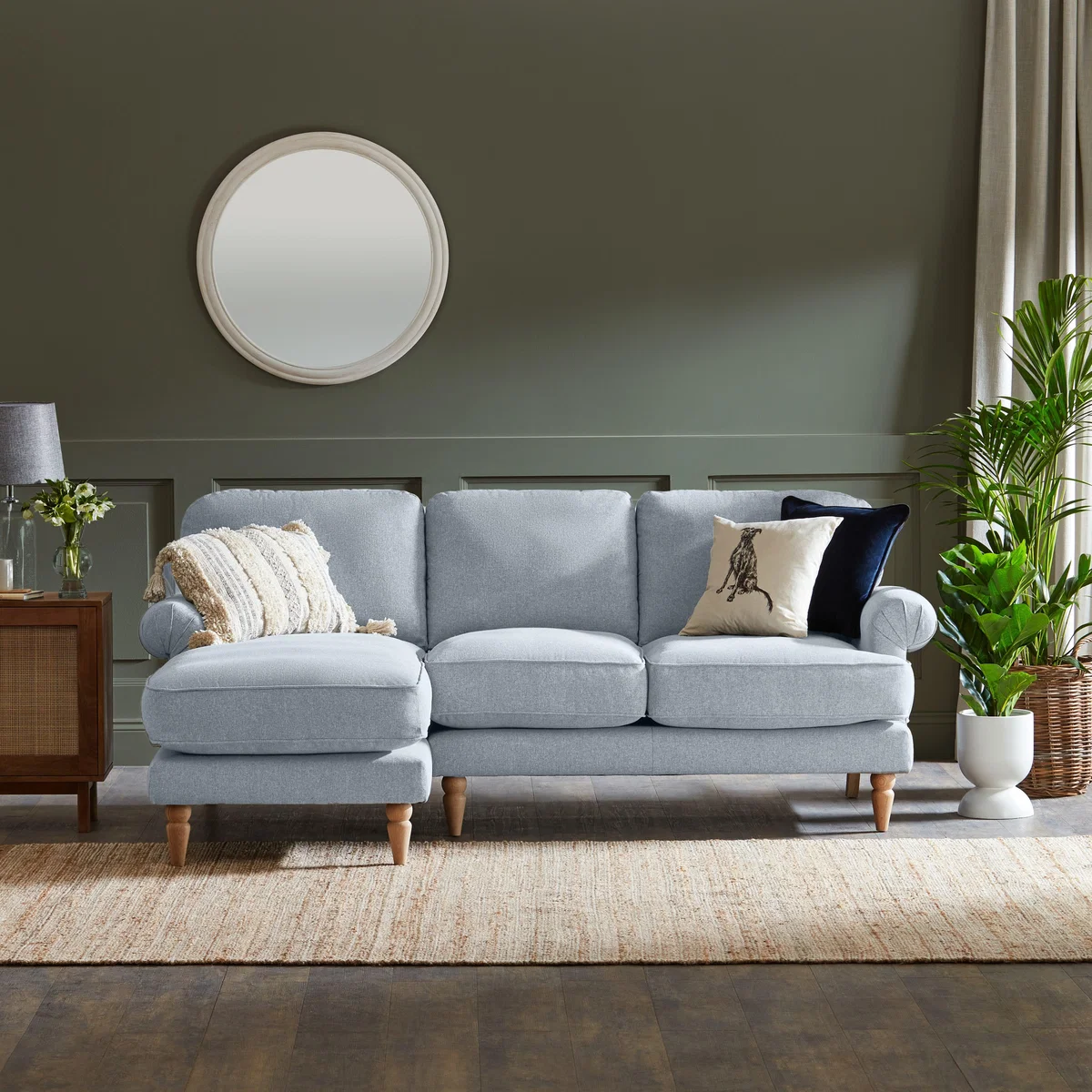 Jolene Soft Texture Corner Chaise Sofa Soft Texture Soft Blue – image 1