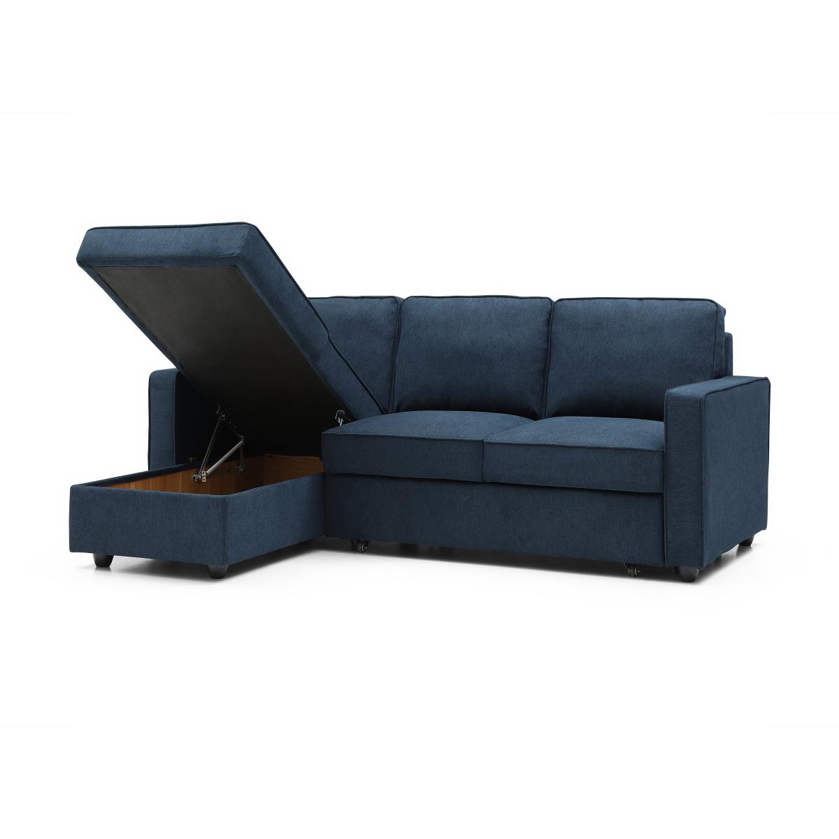 Kayden Woven Corner Storage 3 Seater Sofa Bed Navy – image 4