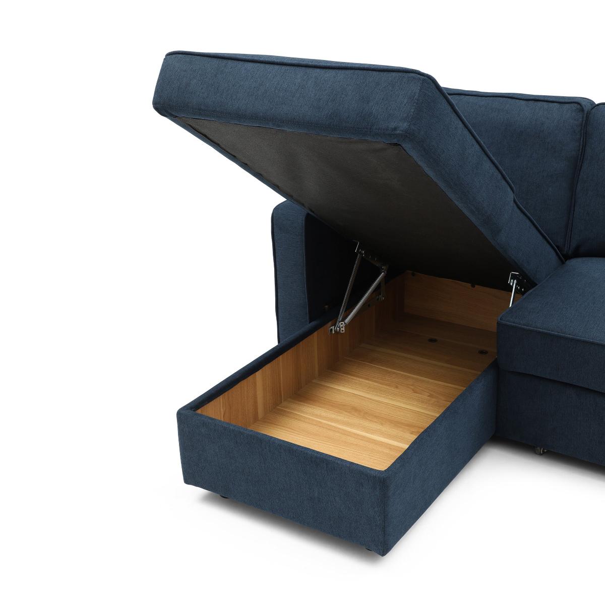 Kayden Woven Corner Storage 3 Seater Sofa Bed Navy – image 5