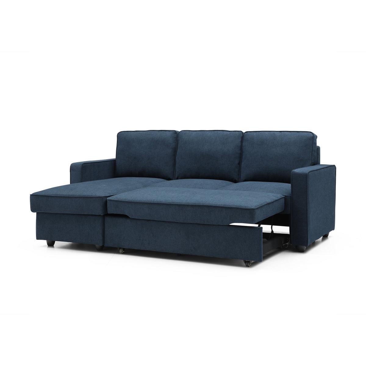 Kayden Woven Corner Storage 3 Seater Sofa Bed Navy – image 6