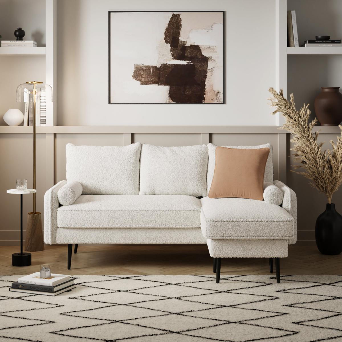 Cassie Sherpa Reversible Corner Chaise Ivory – image 3