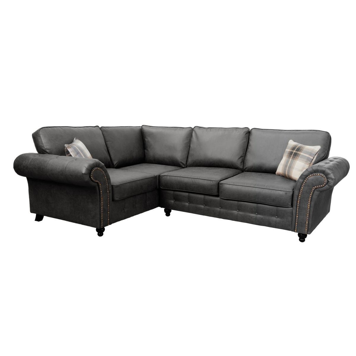 Oakland Left Hand Faux Leather Corner Sofa Black – image 2