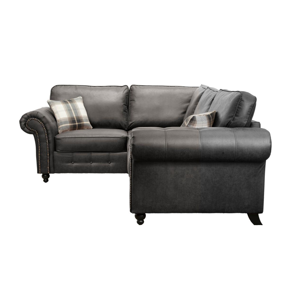 Oakland Left Hand Faux Leather Corner Sofa Black – image 3